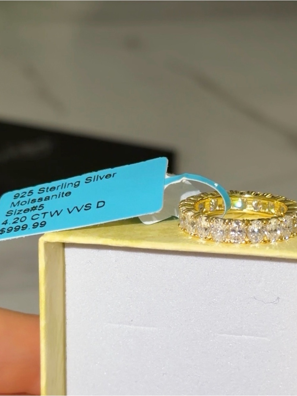 925 Sterling Silver Moissanite Eternity Ring 4.20 CTW VVS D Size 5
